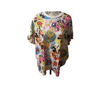 Adult 3X Walt Disney World Vault 50th Anniversary Retro All Over Sticker Shirt